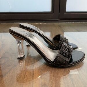 Excellent Condition "Shyla" Acrylic & Sequined Mule Heels